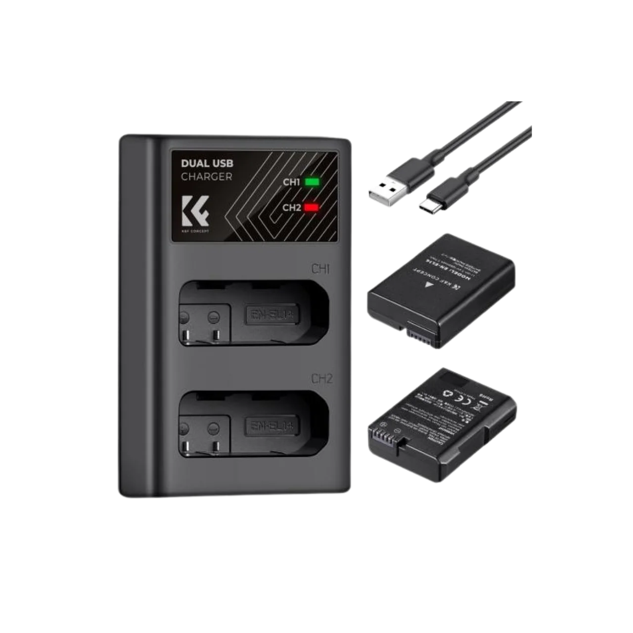 Kit de 2 Baterias EN-EL14+CARGADOR DUAL K&F CONCEPT KF28.0020