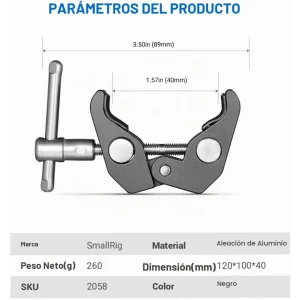 Super Clamp SMALLRIG DE 1/4 Y 3/8